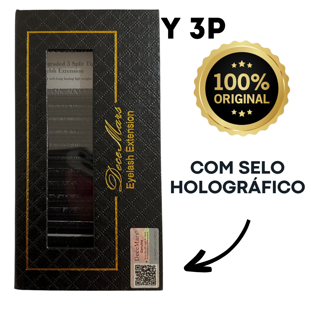 Cílios Y 3 Pontas Decemars Original Com Selo Volume Brasileiro Extensão De Cilios Ponta Maquiagem.