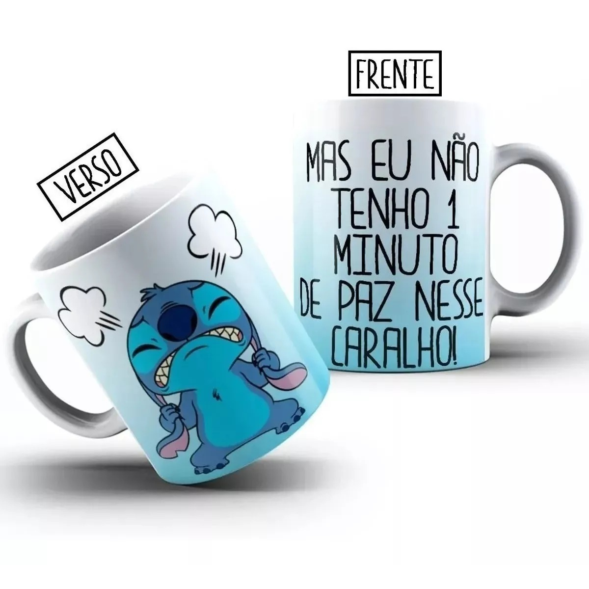 Caneca Lilo Stitch Nervoso Eu Não Tenho Um Minuto De Paz... em Oferta na Shopee