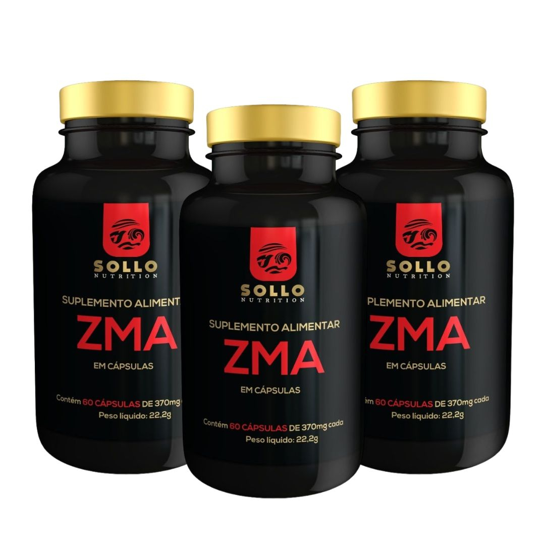 KIT 3x Zma 60 Cápsulas (Zinco, Magnésio e Vitamina B6) - Testosterona, ganho de força e massa muscular