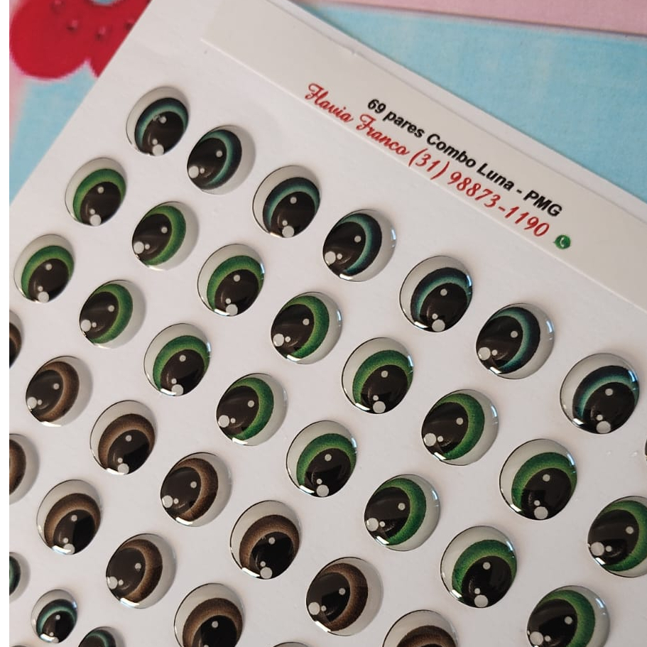 COMBO LUNA PMG - 68 PARES - Olhinhos Olhos Resinados Biscuit e Eva em Oferta na Shopee