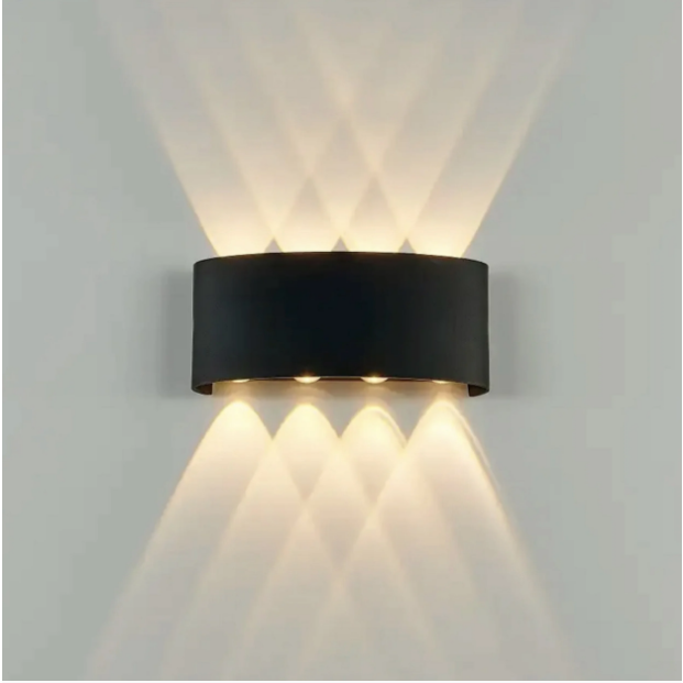 Arandela LED Meia Lua 8W 3000K Bivolt IP65 Parede Iluminacao Externa Luminaria Kit 4