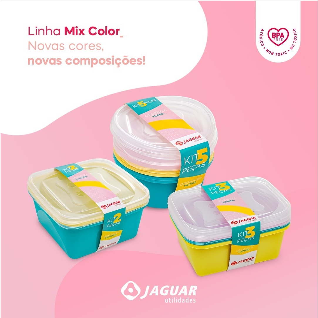 CONJUNTO KIT 8 MODELOS ORGANIZADOR VERSÁTIL POTES VASILHAS PARA ARMAZENAMENTO DE ALIMENTOS - JAGUAR UTILIDADES