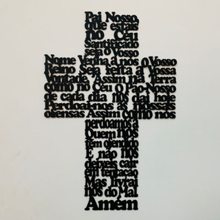 Quadro Decorativo Cruz Pai Nosso Vazado em MDF Preto 3mm