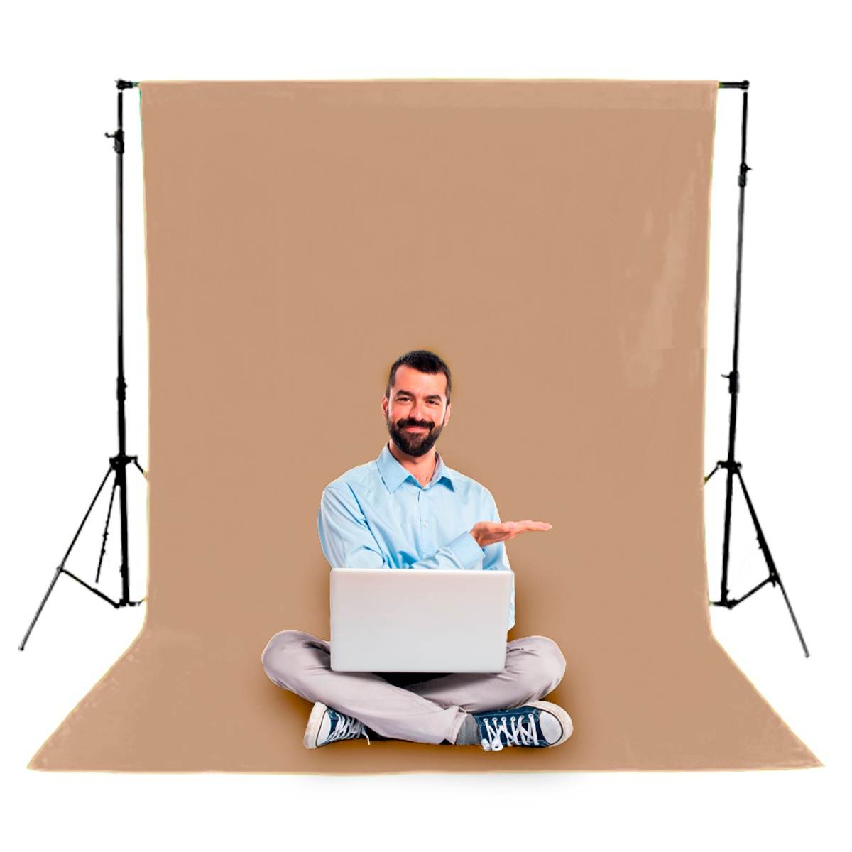 Tecido Fundo Bege Estúdio Fotografia 1,90 X 3,00 Mts