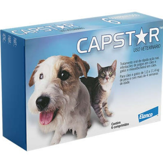 Capstar Antipulgas 11mg 6 Comprimidos para Cães Gatos de até 11,4kg Elanco
