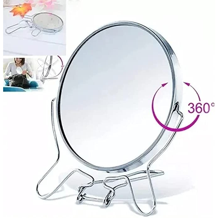 Espelho para maquiagem De Mesa Mão Redondo Dupla Face C/ Suporte E Aumento Zoom    POLEGADAS em Oferta na Shopee