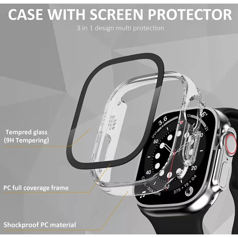 Capa Capinha Case para Relógio Transparente mais pelicula antipacto para SmartWatch 38 40 41 42 44 45 capinha para relógio transparente antipacto