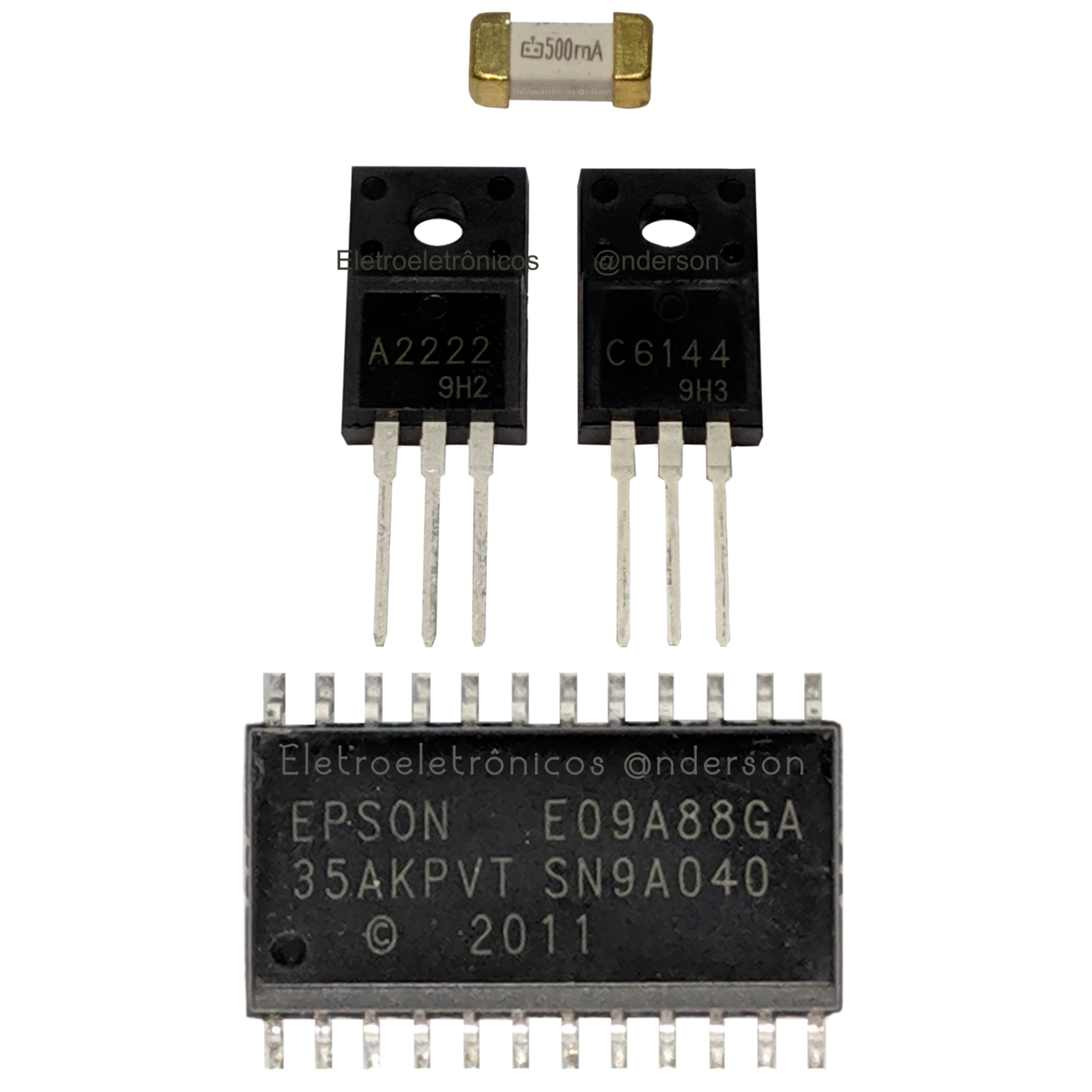 Kit Original para Impressoras Epson Par de Transistores C6144 (2SC6144) e A2222 (2SA2222) Ci E09A88GA + Fusível