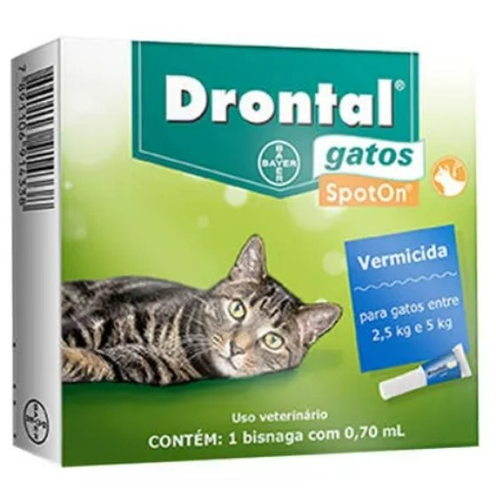 Drontal Spot On Cats 0,7ml Vermífugo para Gatos de 2,5 a 5kg SpotOn 1 Bisnaga Elanco - Pets