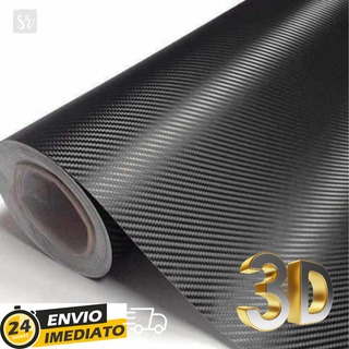 Adesivo fibra de carbono preto 3D varias medidas