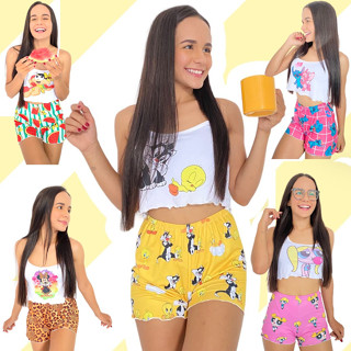Pijama Cropped Ondinha Baby Doll Promoção