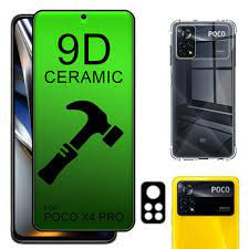 Kit 3X1 Xiaomi Poco X4 Pro 5G - Pelicula Ceramica 9D + Película Camera + Capa Silicone TPU em Oferta na Shopee