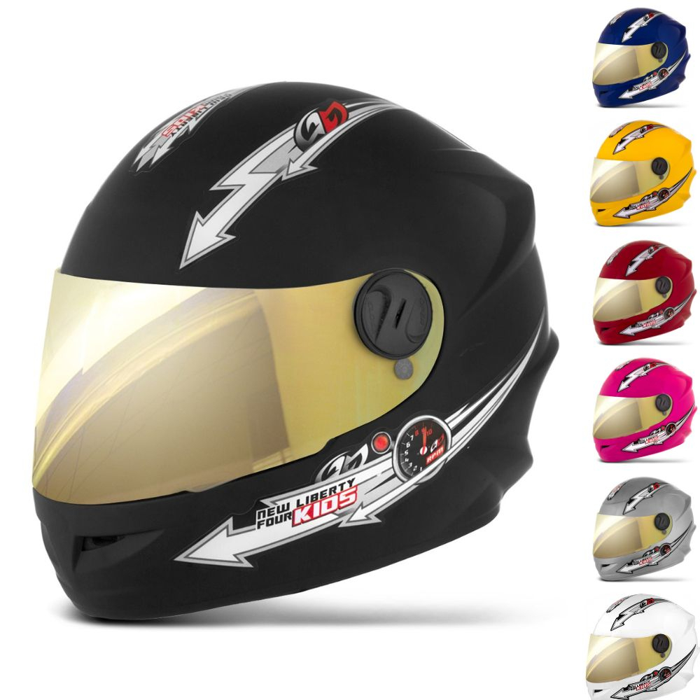 Capacete Fechado Pro Tork Liberty Four Kids Infantil Viseira Dourada Tamanho 54 em Oferta na Shopee