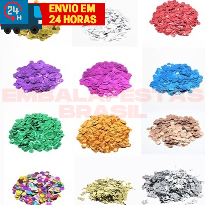 Confete Metalizado Para Balão Bubble e Decoração 10mm Redondo