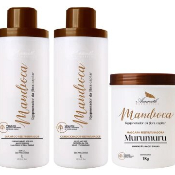 Kit Shampoo, Cond E Mascara Mandioca Aramath 1l Profissional (Nova Embalagem)