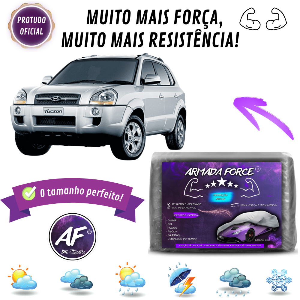 Capa Cobrir Carro TUCSON ANTIGA ARMADA FORCE Impermeável 100% S/F Protege Sol Chuva Poeira Anti-UV em Oferta na Shopee