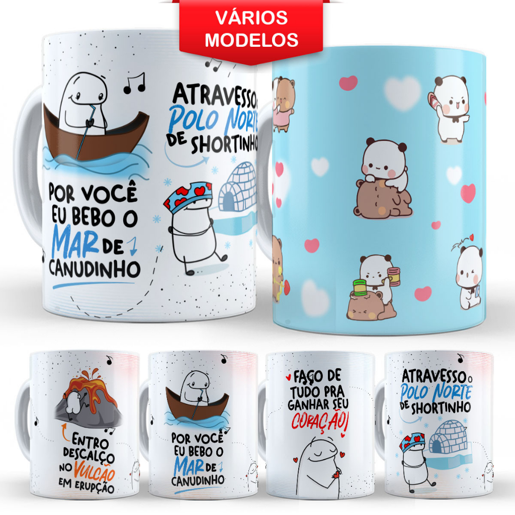 Caneca Casal Dia dos Namorados - Por Você Eu Bebo o Mar de Canudinho - Namorado Namorada Presente Lembrancinha Engraçada 325ml