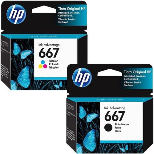 Kit Cartucho Hp 667 Preto + Hp 667 Colorido Original / REVENDEDOR OFICIAL HP / HP DeskJet Ink Advantage 27762376/2776/6476