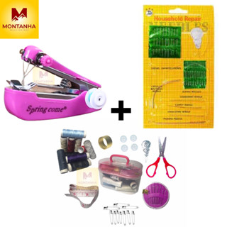 Mini Maquina De Costura Portátil + Kit Costura + Kit Agulha