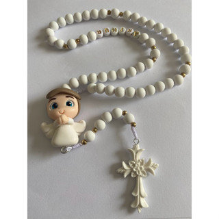 ENVIO IMEDIATO Terço Anjinho Branco - Batizado Eucaristia Crisma em Oferta na Shopee