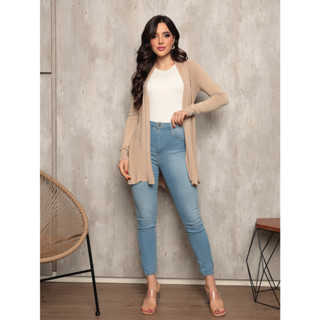 Casaco Cardigan Tricot Sobretudo Malha Tecido Detalhado Com Moda Outono/ Inverno