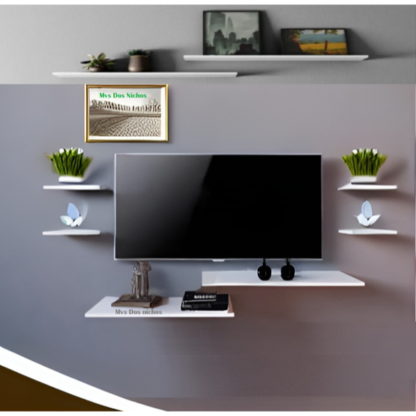 Rack Suspenso Para Quartos E Salas Com 6 Nichos Prateleiras Branco em Oferta na Shopee