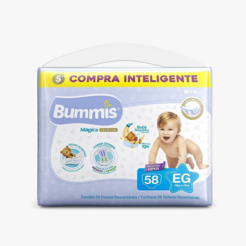 Fralda Descartável Bummis Tubos Pacotão Hiper Tamanho XG Com 58 Unidades - Capricho