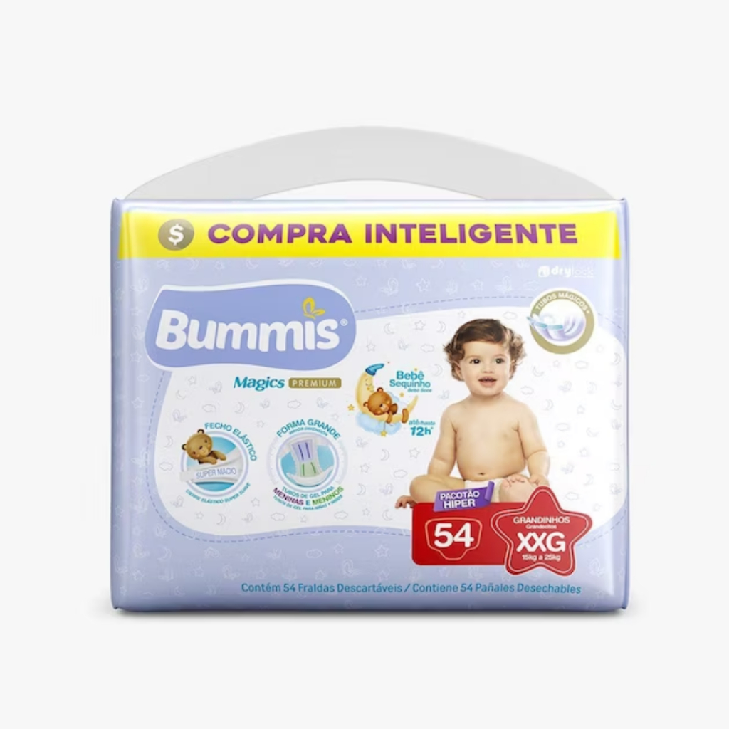 Fralda Descartável Bummis Tubos Pacotão Hiper Tamanho XXG Com 54 Unidades - Capricho em Oferta na Shopee