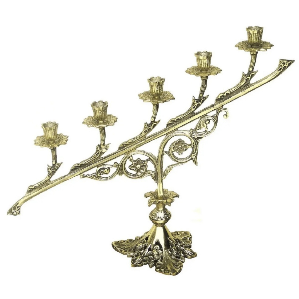 Castiçal Candelabro 5 Velas 55 Cm Bronze Decoração