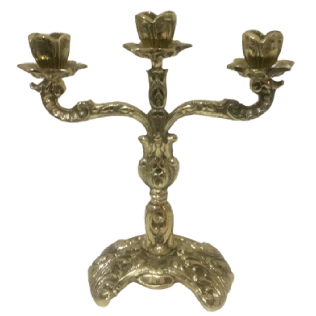 Castiçal 3 Velas Bronze Presentes Decoração Igrejas Religião