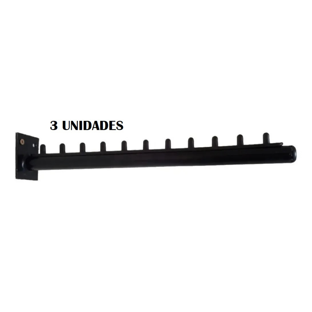 Expositor Rt Arara Reto Cabideiro Parede - Preto 3 Unidades em Oferta na Shopee