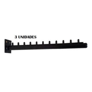 Expositor Rt Arara Reto Cabideiro Parede - Preto 3 Unidades em Oferta na Shopee