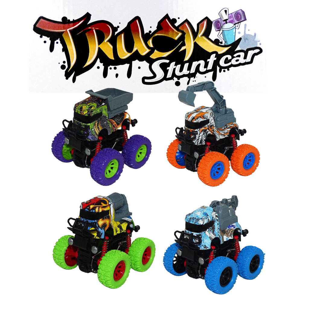 Carrinho A Fricção Com Amortecedor TRUCK STUNT CAR 4x4 Giro 360º - HM TOYS em Oferta na Shopee