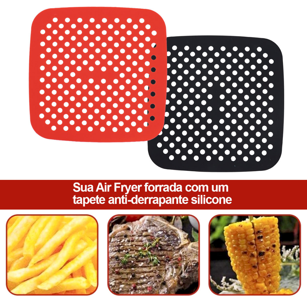 Tapete Airfryer Silicone Culinário Antiaderente Protetor Forno Fritadeira Elétrica Universal