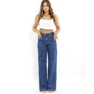 Calça Consciência Jeans Modelo Wide Leg: Escura