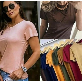 Blusa Suede Feminina Manga Curta Blusinha 16 CORES