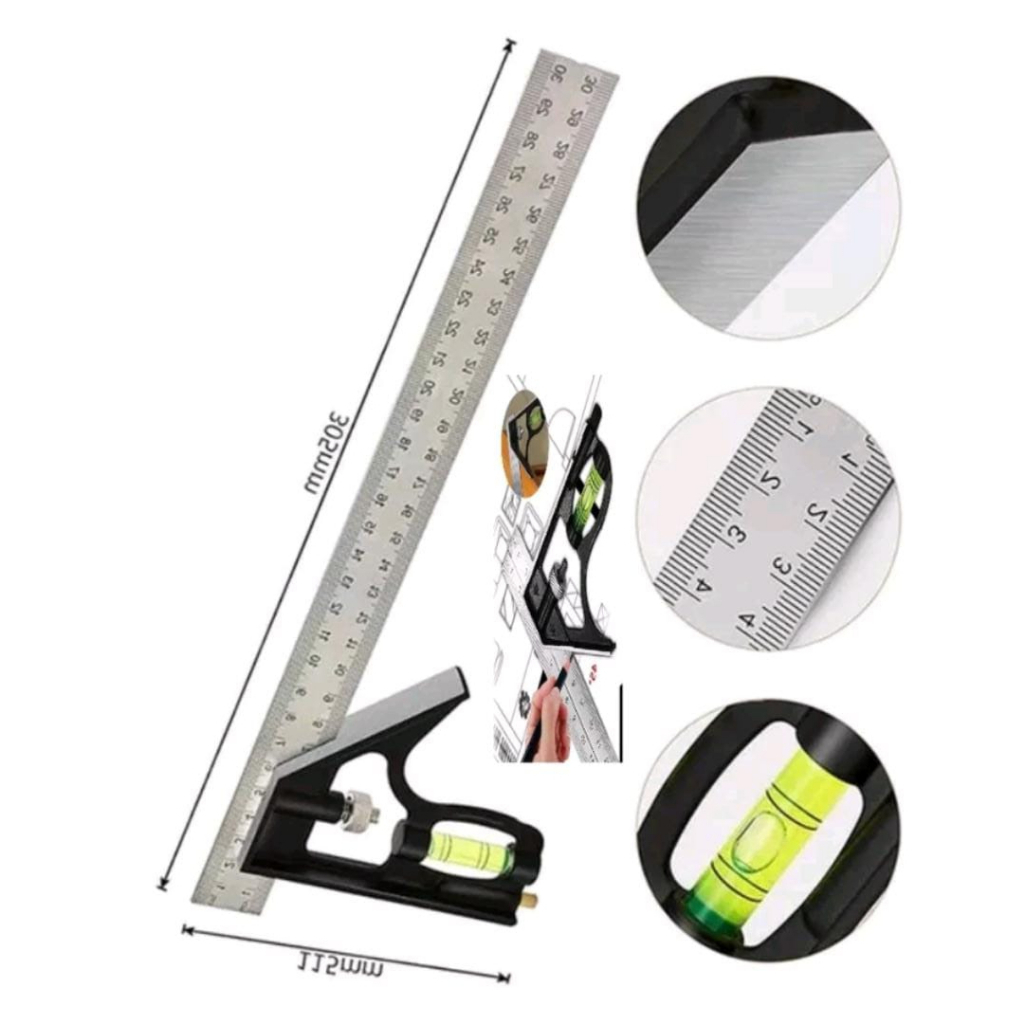 Esquadro Combinado Em Aço Inox 30 Cm - 12 Pol. Profissional em Oferta na Shopee