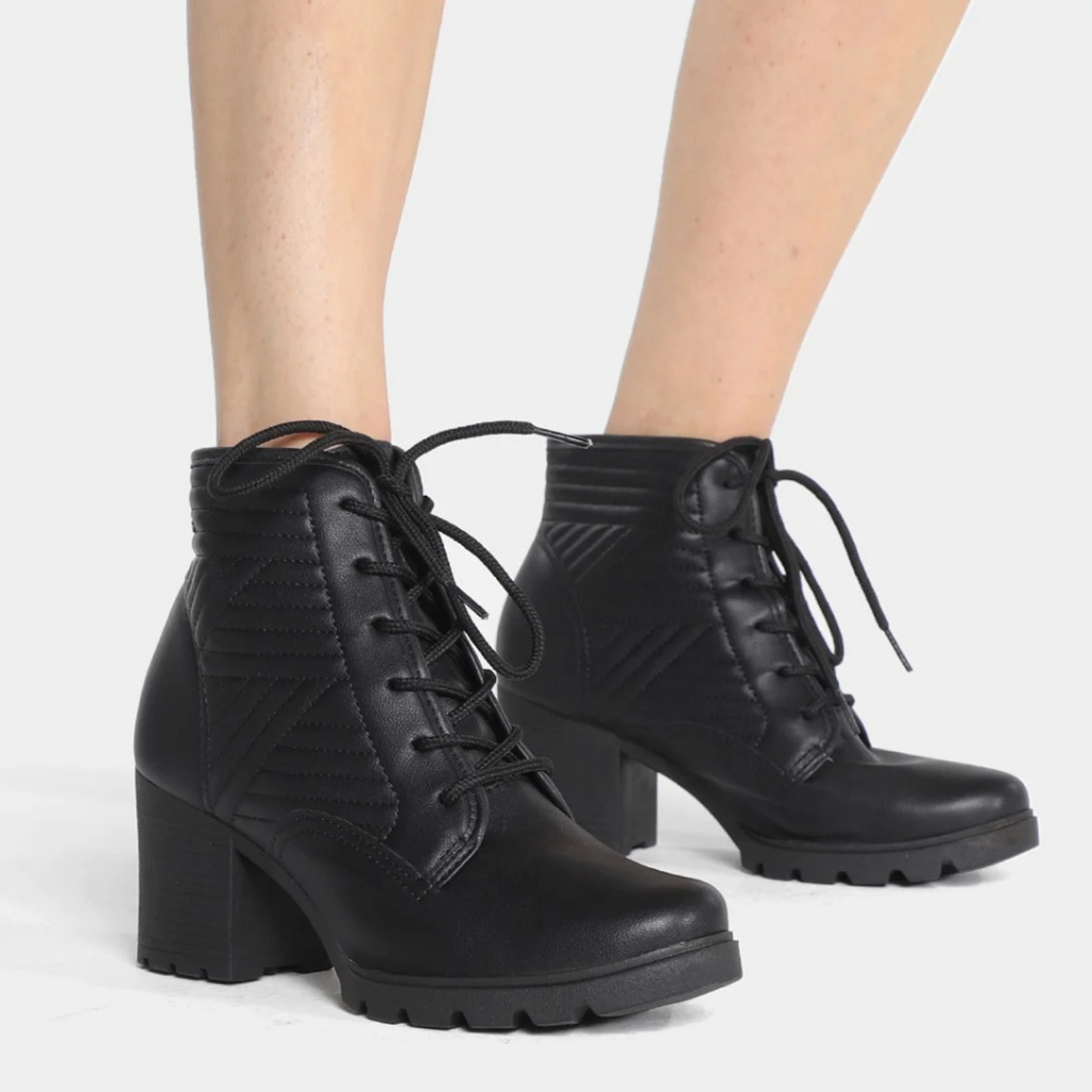 Bota Coturno Cano Curto Dakota Salto Bloco Médio Tratorada Feminina