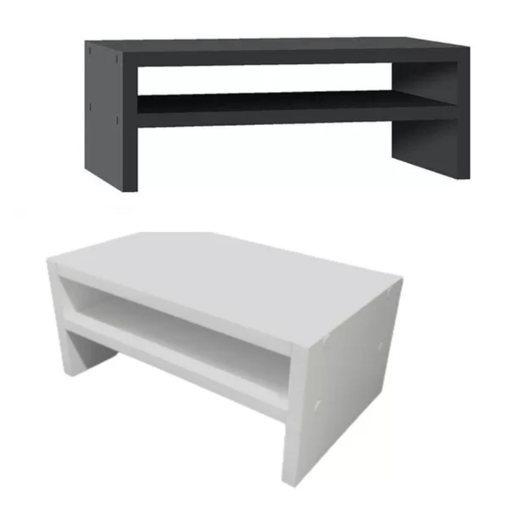 Base Apoio Mdf Suporte Para Monitor Ergonomico  Preto Branco em Oferta na Shopee