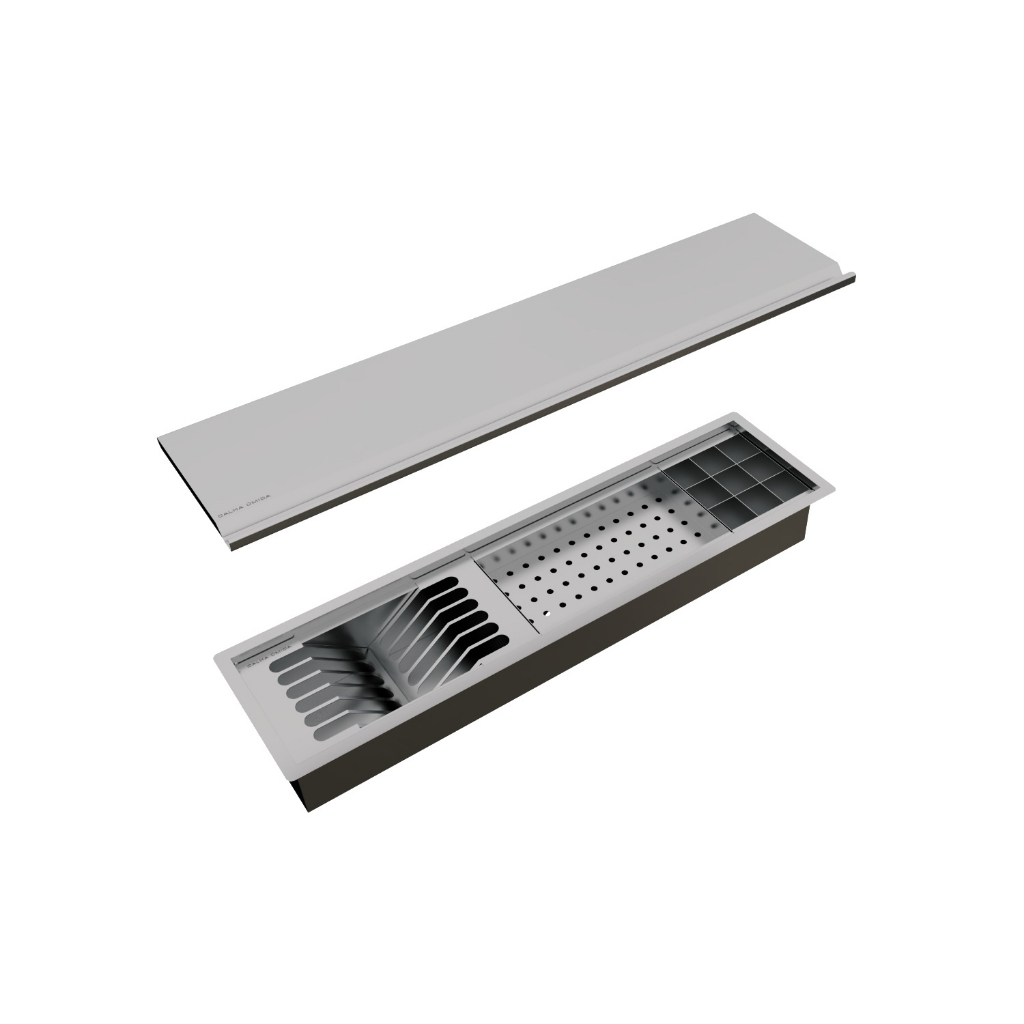 Calha Úmida Com Tampa Inox 304 Escorredor Louça Embutido