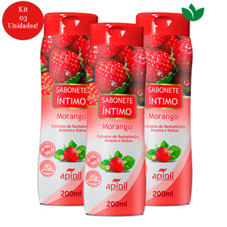Kit 03 Sabonete Feminimo Íntimo Morango Apinil Cosméticos