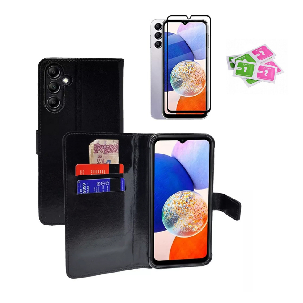 Capa Capinha Carteira Samsung Galaxy A14 5G + Película De Vidro 3D