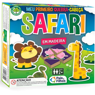 Quebra Cabeça Safari de Madeira Meu Primeiro Quebra Cabeça Para Crianças - Animais Safari