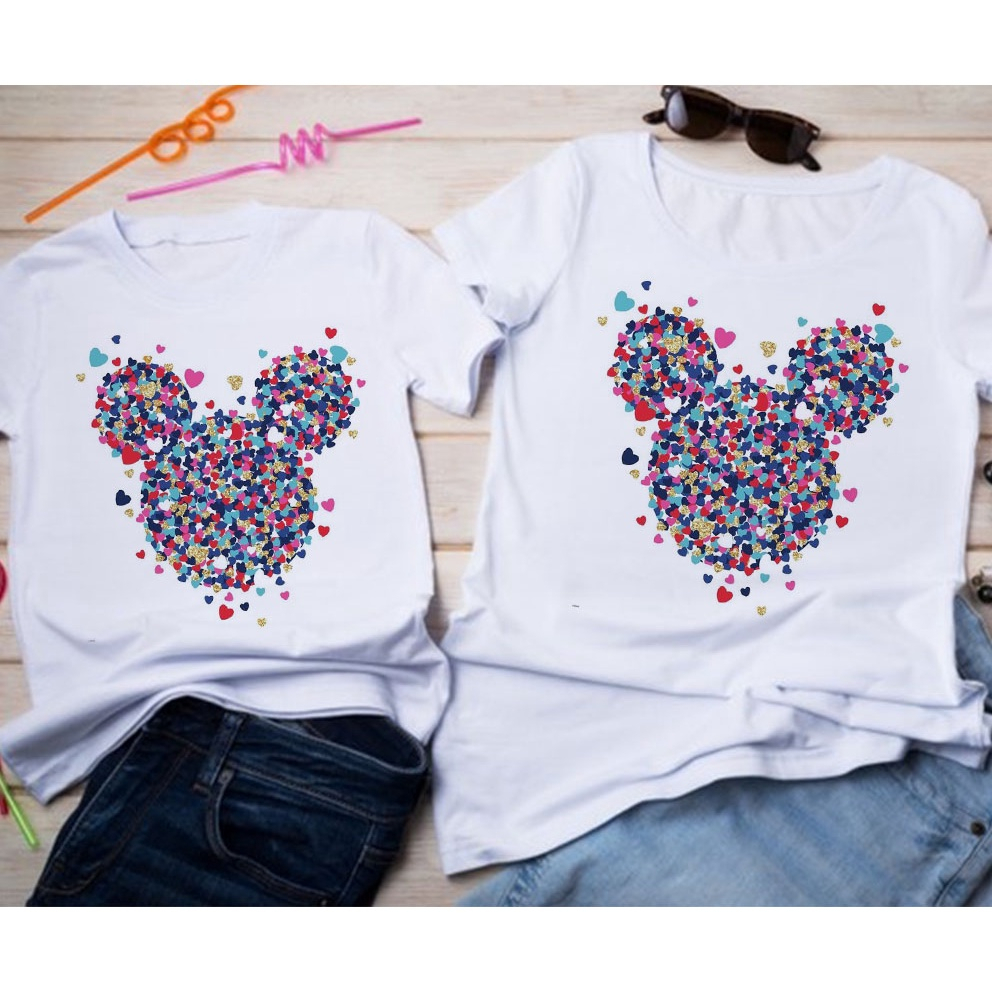 Blusa Tshirt Feminina Criativa Mikey Corações Moda Tumblr