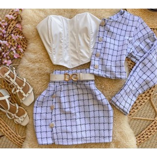 Conjunto 2 Peças Pead Poule Blazer + Saia Premium