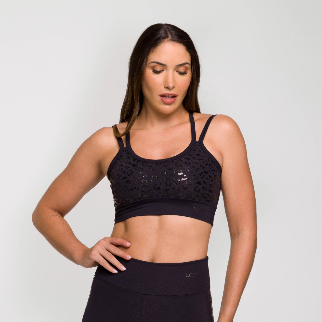 Top Fitness Feminino Academia Estampado Top Poliamida Feminino Preto para Treinar e Malhar Oncinha em Oferta na Shopee