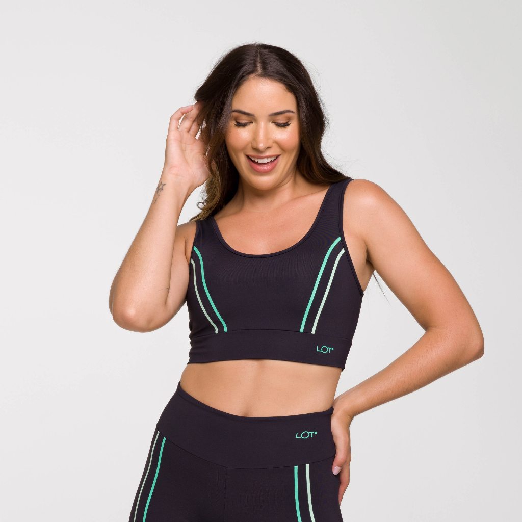 Top Fitness Feminino Academia Estampado Adrenaline Top Poliamida Feminino Preto para Treinar Malhar