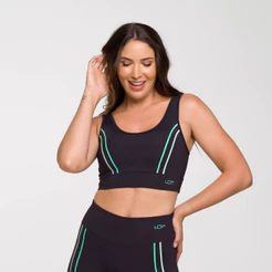 Top Fitness Feminino Academia Estampado Adrenaline Top Poliamida Feminino Preto para Treinar Malhar