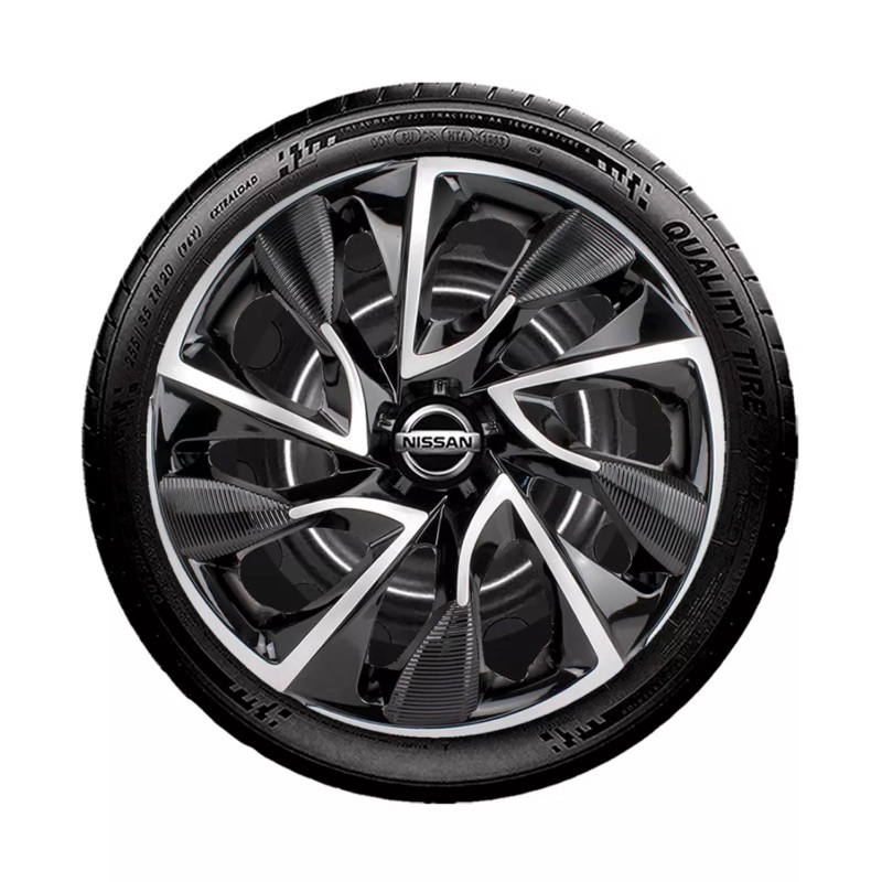 Jogo 4 Calotas Ds4 Aro 15 Preta/Prata Nissan March Versa