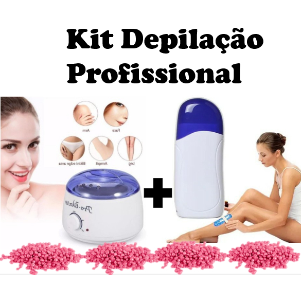 aquecedor de cera panela + depilador roll-on elétrico termocera quente depilão feminina masculina